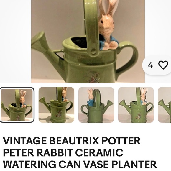 Peter Rabbit Ceramic Watering Can Planter - Picture 1 of 7
